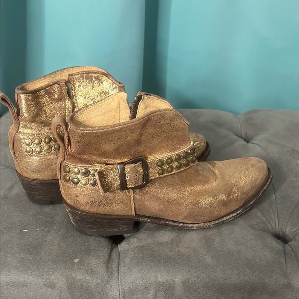 Gold and Brown Ankle Boots